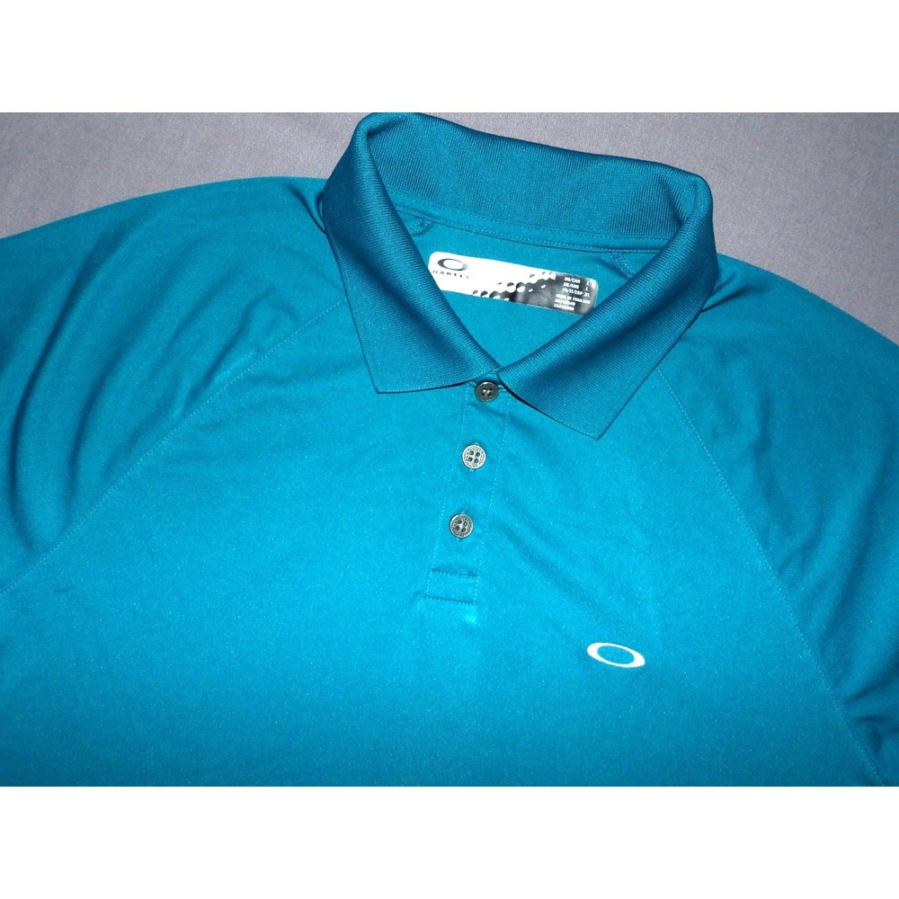 OAKLEY Short Sleeved Teal Blue Stretch Performance Polo Golf Shirt Men's Large
